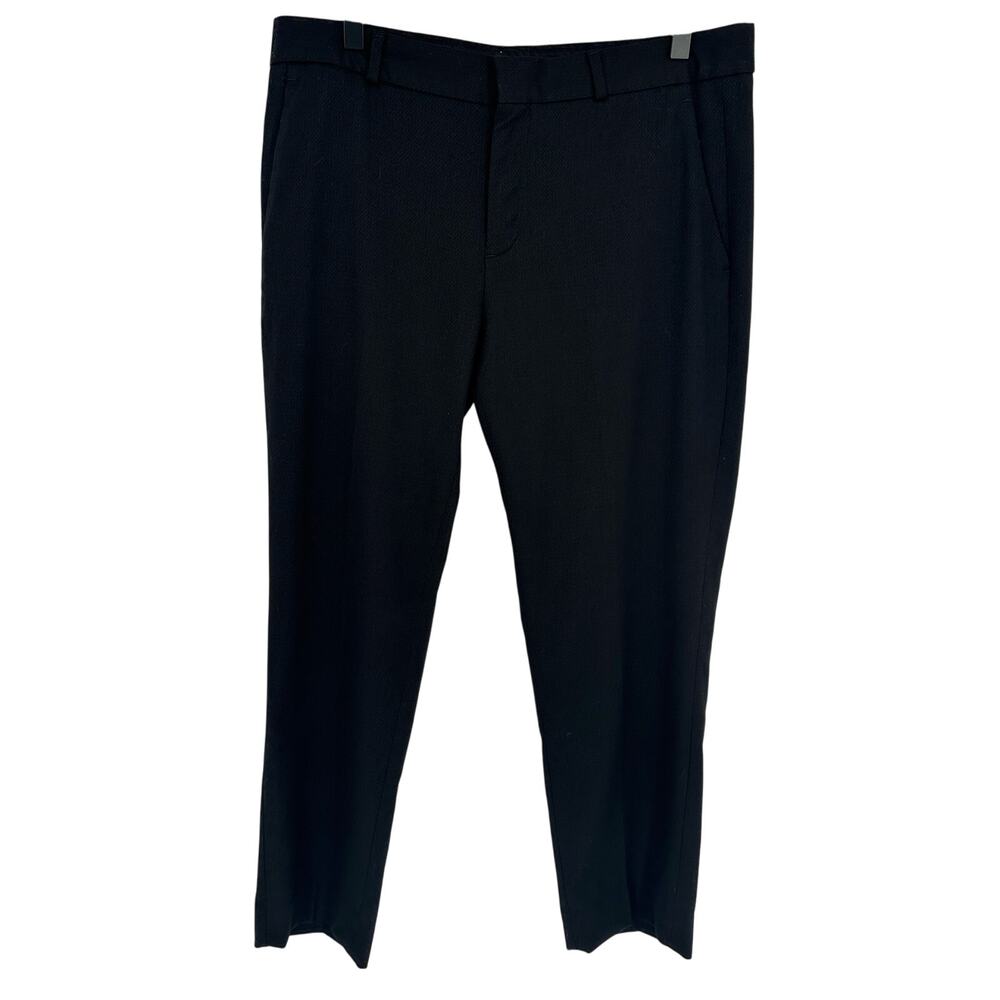 Banana Republic Pants Women 10 Black Textured Trousers High Rise Straight Leg